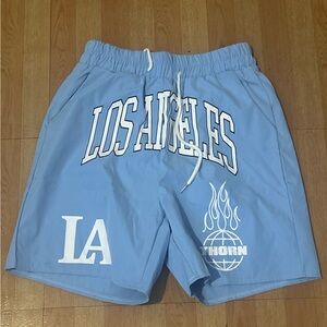 ROMWE Sky Blue Drawstring Shorts